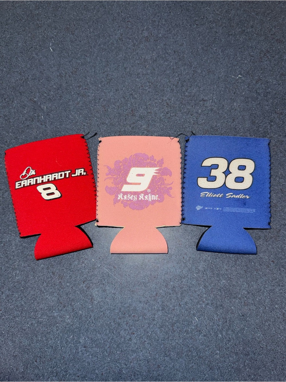 Budweiser Racing Drink Koozie Trio in Red, Pink, Blue